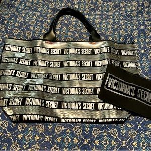 Victoria’s Secret Silver & Black Sequin Bag Set